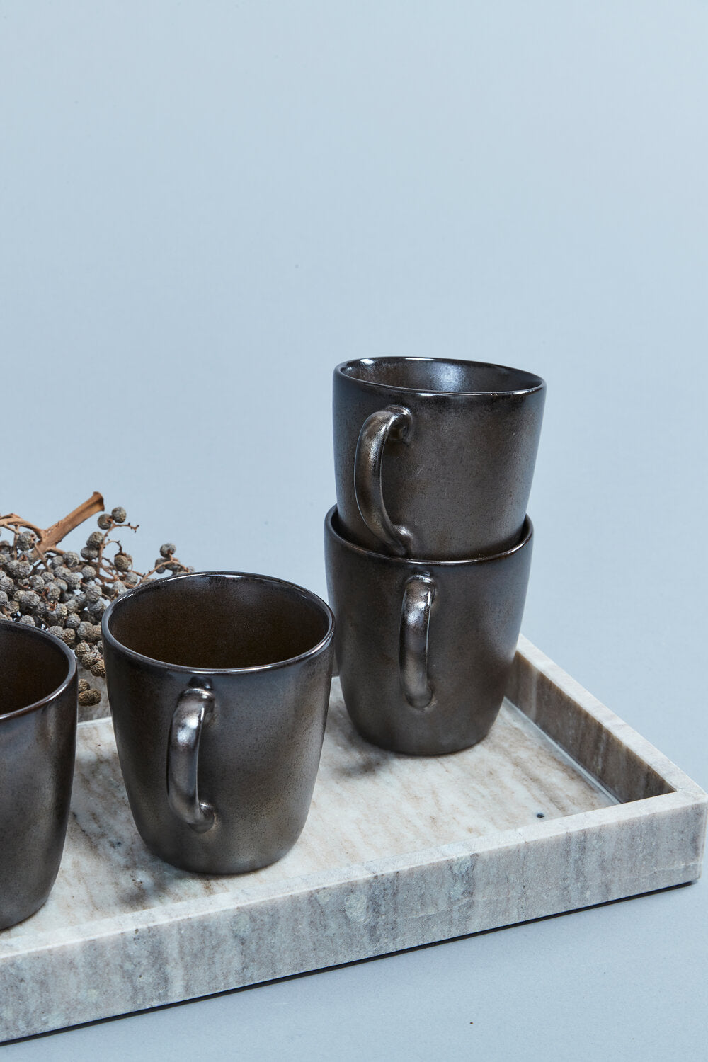 Krus m/hank, brun metallic - 35 cl.